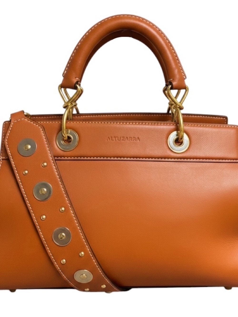 ALTUZARRA LIGHT BROWN / COGNAC LEATHER SHADOW TOTE HANDBAG